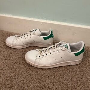 Adidas Stan Smith Women's White and Green Leather Athletic Shoes 5.5M/7W